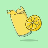 limón jugo dibujos animados vector ilustración. Fresco limón jugo plano icono contorno