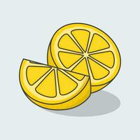 Slice Of Lemon Cartoon Vector Illustration. Fresh Lemon Fruit Flat Icon Outline