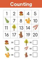 Learning mathematic printable worksheets. Math counting, logic games for preschool, kindergarten, homeschooling, education and pedagogic use. Preschool worksheet activity, how many. First grade math. vector