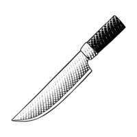 Knife Icon or Illustration in Engraving Style vector