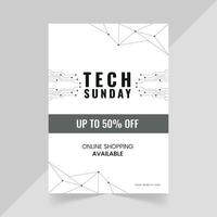 Tech Sunday up To 50 percent Off Sale Flyer Design Template in Black Background vector