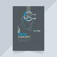 Best Tech Concept Flyer Design Template in Black Background vector