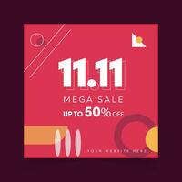 Mega Sale Poster Design Up To 50 Percent Off in Red Background Template Design vector