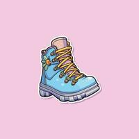 hiking boots sticker. kawaii vector illustration