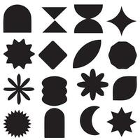 Brutalism shapes, minimalist geometric elements, abstract bauhaus forms. Simple star and flower shape, basic form, trendy modern graphic element vector set