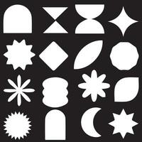 Brutalism shapes, minimalist geometric elements, abstract bauhaus forms. Simple star and flower shape, basic form, trendy modern graphic element vector set