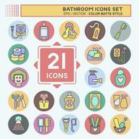 Icon Set Bathroom. related to Clinic symbol. color mate style. simple design editable. simple illustration vector