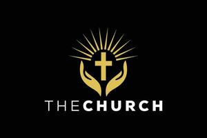 Trendy Professional and minimal church sign Christian and peaceful vector logo design