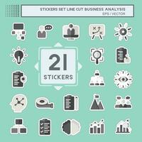 Sticker line cut Set Business Analysis. related to Business symbol. simple design editable. simple illustration vector