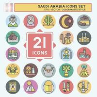 icono conjunto saudi arabia relacionado a islámico símbolo. color compañero estilo. sencillo diseño editable. sencillo ilustración vector