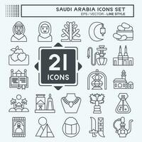 icono conjunto saudi arabia relacionado a islámico símbolo. línea estilo. sencillo diseño editable. sencillo ilustración vector