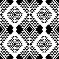 Navajo ethnic unique seamless repeat pattern. Black and white colors. Tribal abstract geometric art design for textile, fabric, curtain, rug, shirt, frame. vector