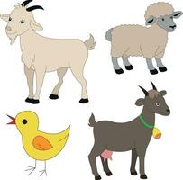 colorful funny farm clipart collection in cartoon style for farmers and kids who love farm life and country life vector