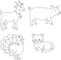 outline adorable farm clipart collection in cartoon style for farmers and kids who love farm life and country life vector