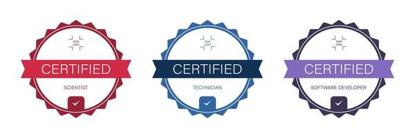 A set of certificates of graduation in the profession Scientist, Technician, Software Developer vector