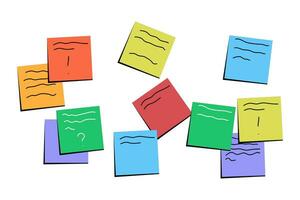 A set of multi-colored square sticky notes. vector