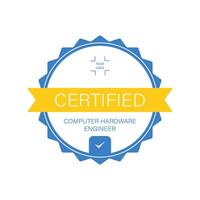 profesional redondo certificado de computadora hardware ingeniero vector