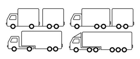 conjunto de sencillo camión imágenes imágenes para entrega y transporte de varios productos vector