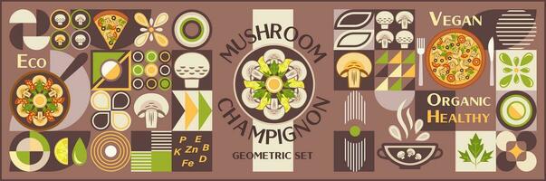 Design elements, logo with mushroom champignon vector