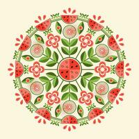 Circular watermelon ornament in geometric style vector