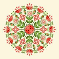 Circular watermelon ornament in geometric style vector