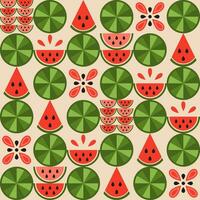 staggered pattern with watermelon geometric shapes vector