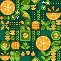 Seamless background with oranges in simple style vector