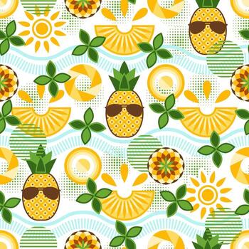 Pineapple seamless pattern with in geometric style vector