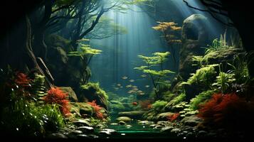 Aquarium landscape background ai photo