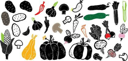 a set of vegetables and fruits are shown vector