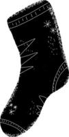 un negro y blanco dibujo de un calcetín vector