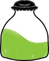 a green liquid in a jar with a lid vector