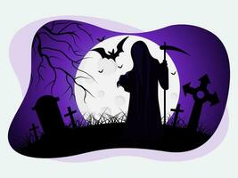 Halloween Pumpkins and Tombstones in the Graveyard Vector Background Bundle Pack Set Template