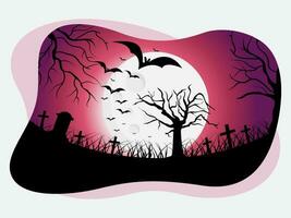 Halloween Pumpkins and Tombstones in the Graveyard Vector Background Bundle Pack Set Template