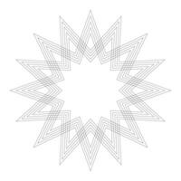 Decorative geometric figure. Black outline guilloche design element. vector