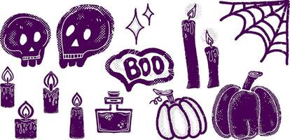 halloween vector set of hand drawn elements