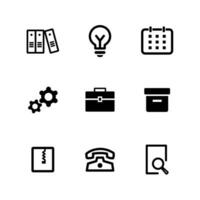 Set of business icons. Vector illustration. Can be used for workflow layout, diagram, number options, web design. Office tools.