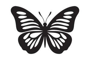 Butterfly tattoo silhouette design, Graphic black icon of butterfly isolated on white background vector