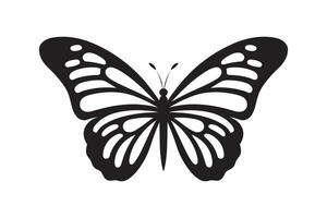 Butterfly tattoo silhouette design, Graphic black icon of butterfly isolated on white background vector