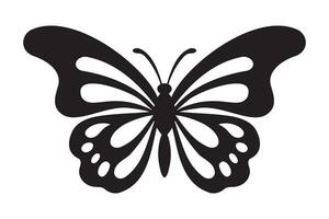 Butterfly tattoo silhouette design, Graphic black icon of butterfly isolated on white background vector