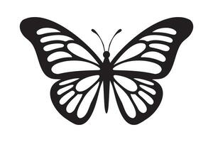 Butterfly tattoo silhouette design, Graphic black icon of butterfly isolated on white background vector