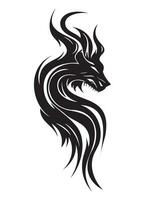 dragon tattoo vector art illustrator, Black dragon tattoo icon