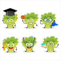 School student of lettuge cartoon character with various expressions vector