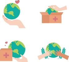 World Humanitarian Day Icon Set. Simple Design. Isolated Vector