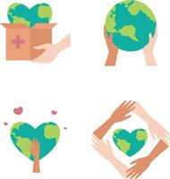 World Humanitarian Day Icon Set. Simple Design. Isolated Vector