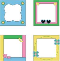 Minimalist Retro Pop Frame with Cute Concept. Vector Illustration