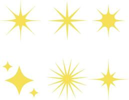 Sparkling Star Icon Set. Flat Design. Isolated Vector