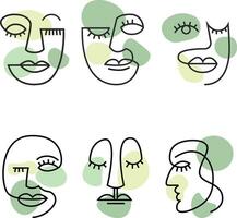 Minimalist Abstract Face Line Art with Seamless Design. Geometric Art Style. Isolated Vector