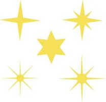 Sparkling Star Icon Set. Flat Design. Isolated Vector