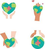 World Humanitarian Day Icon Set. Simple Design. Isolated Vector